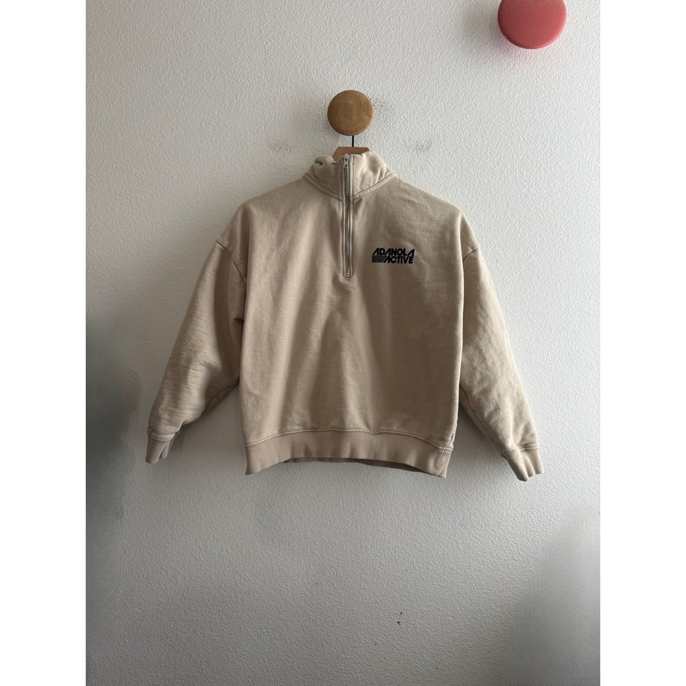 Adanola Active Quarter Zip Sweatshirt Beige Organic Cotton Size XS